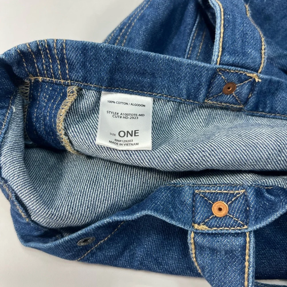 Denim Tote Bag, Large Size, Hidden Los Angeles Jeans Y2K Inspo - Picture 4 of 6